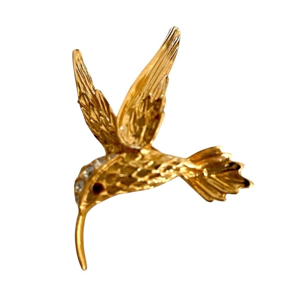 Brooch, Vintage (60’s) Hummingbird, DM LIND Signed, 14k Gold Electroplat…